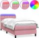 vidaXL Boxspring met matras en LED fluweel roze 80x220 cm