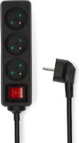 Nedis Stekkerdoos - France / Type-E (CEE 7/6) - 3-wegs - 5.00 m - 3680 W - 16 A - Aan/uit knop - Zwart
