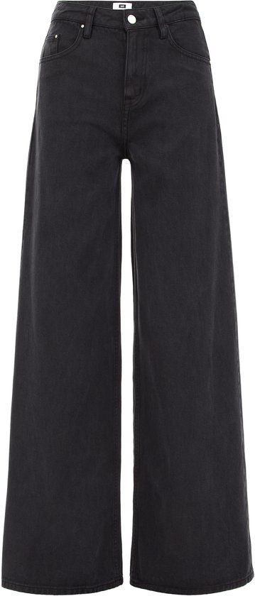 WE Fashion Dames high rise wide leg jeans - THE PALAZZO JEANS - Zwart - Maat: W34