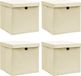 vidaXL Opbergboxen met deksel, 4 stuks, crème, 32x32x32 cm, stof