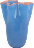 Present Time Vaas Ruffles - Blauw - Ø23cm - Glas - Scandinavisch - Bloemenvaas - Woondecoratie - Decoratieve vaas voor woonkamer of slaapkamer