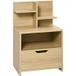 Naturel Table De Chevet Table De Nuit Avec Tiroir, Niche Et Étagères De Rangement Effet Bois 45 X 35 X 73 Cm