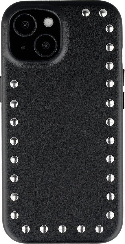 Selencia Studs Backcover met MagSafe voor de Apple iPhone 15 - Velvet Black