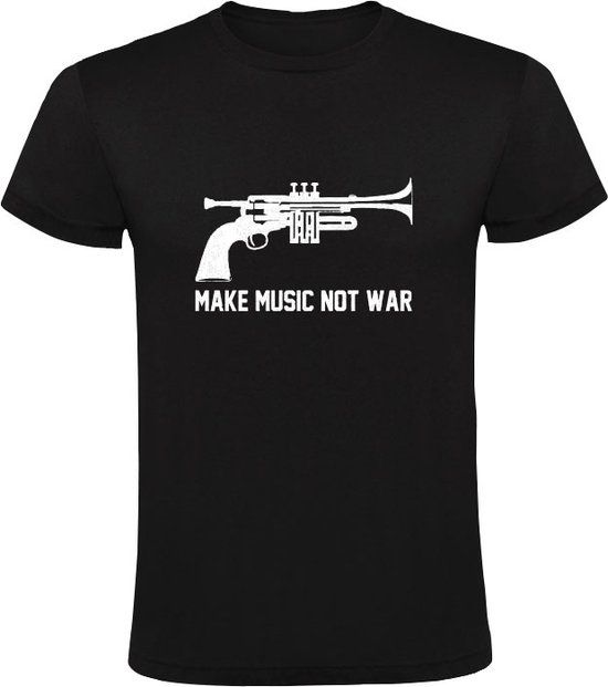 Sol's Make music no war Heren T-shirt - Zwart - 4XL