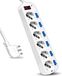 V-TAC Multiprise avec interrupteurs indépendants - 6 prises - 10/16 A bypass + prise Schuko 16 A - Bureau