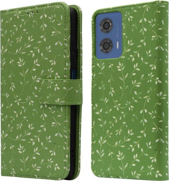 iMoshion Book Case Hoesje voor Motorola Moto G04 / G24 - Groen / Green Flowers