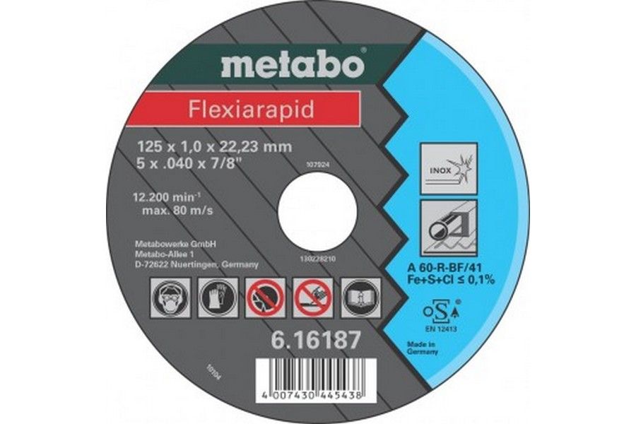 Metabo doorslijpschijf RVS Flexiarapid voor haakse slijpmachine 616187000