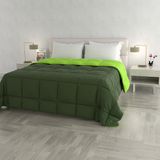 Italian Bed Linen Winterdekbed elegant, appelgroen/donkergroen, dubbele, 100% microvezel, 260x260cm
