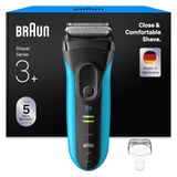 Braun Series 3 ProSkin 3040s Elektrisch scheerapparaat, met Precisietrimmer, Oplaadbaar en Draadloos Wet&Dry Scheerapparaat, Zwart/Blauw