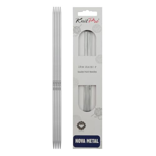 KnitPro Nova breinaalden zonder knop – breinaalden met dubbele punt 20 cm x 2,25 mm, verpakking van 5