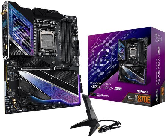 ASRock X870E Nova WiFi - Moederbord ATX - Socket AM5 - AMD X870 - DDR5 - USB 4 - Wi-Fi 7 - Realtek Audio