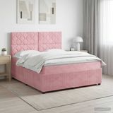 vidaXL Boxspringbed met matras Roze 140 x 190 cm Fluweel