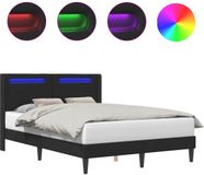 vidaXL Bedframe met LED-stripverlichting Zwart 140 x 190 cm Kunstleer