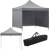 Springos Partytent - 300x300xcm - Hoogte Verstelbaar - PVC - Polyester - Harmonica- Frame - Grijs