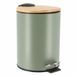 Tendance Badkamer prullenbak Bamboo vibe - soft close - olijfgroen - 3 liter - metaal - afvalbak