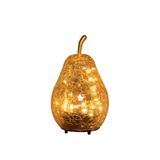 Anna's Collection Peer crackle glas amber oplaadbaar 20 LED 11x18 cm