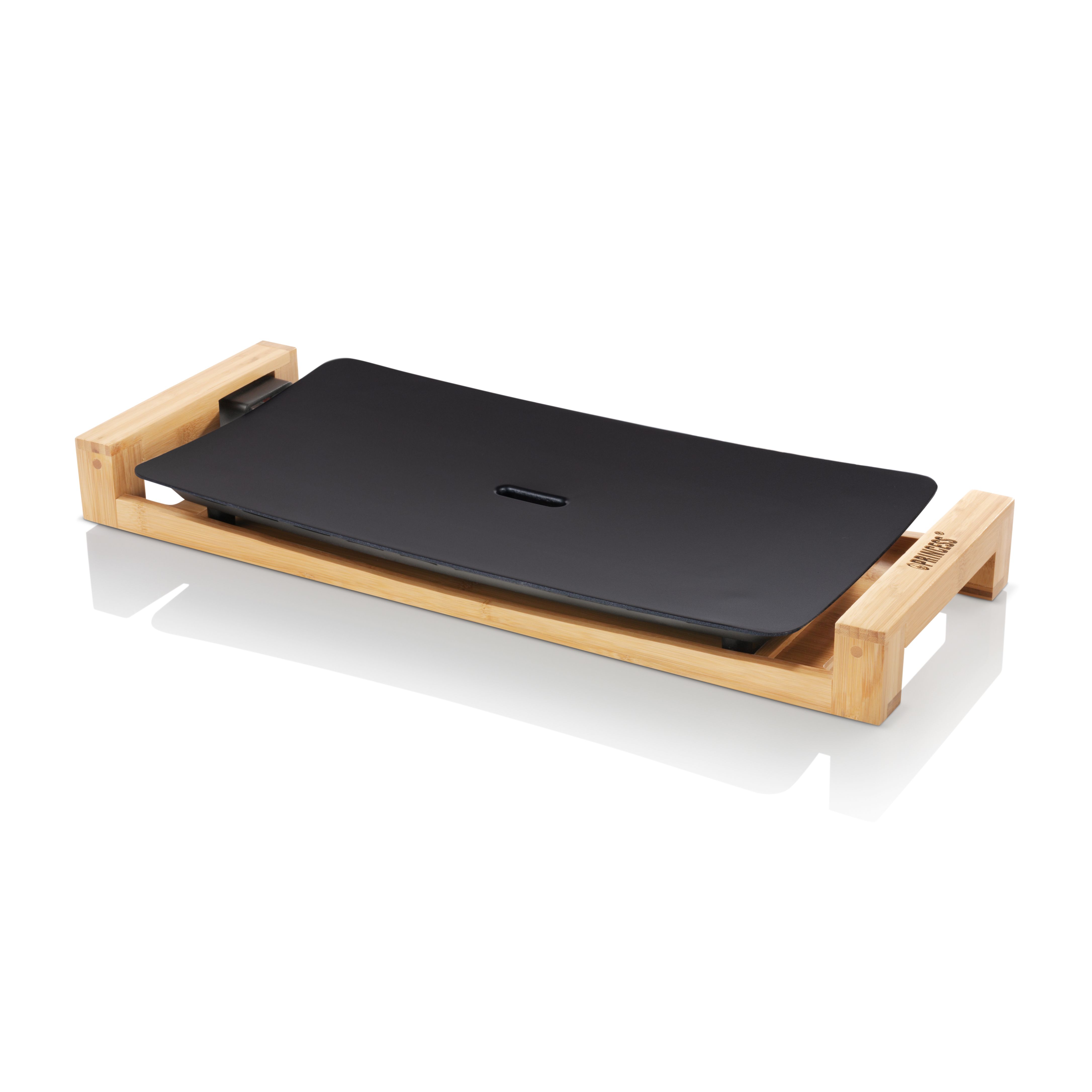 Princess Table Chef Pure Black - Gourmet Grill & Bakplaat - 6 Personen - 2200W - Bamboe