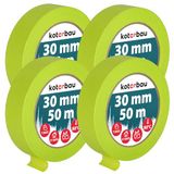 KOTARBAU® 4-delige set neon schilderstape 50 m crêpeband 30 mm schilderstape afplaktape schilderbenodigdheden fluorescerend groen crêpepapier