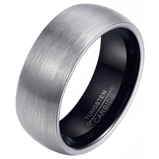 Mendes Wolfraam heren ring Zilverkleurig met Zwart 8mm-20mm