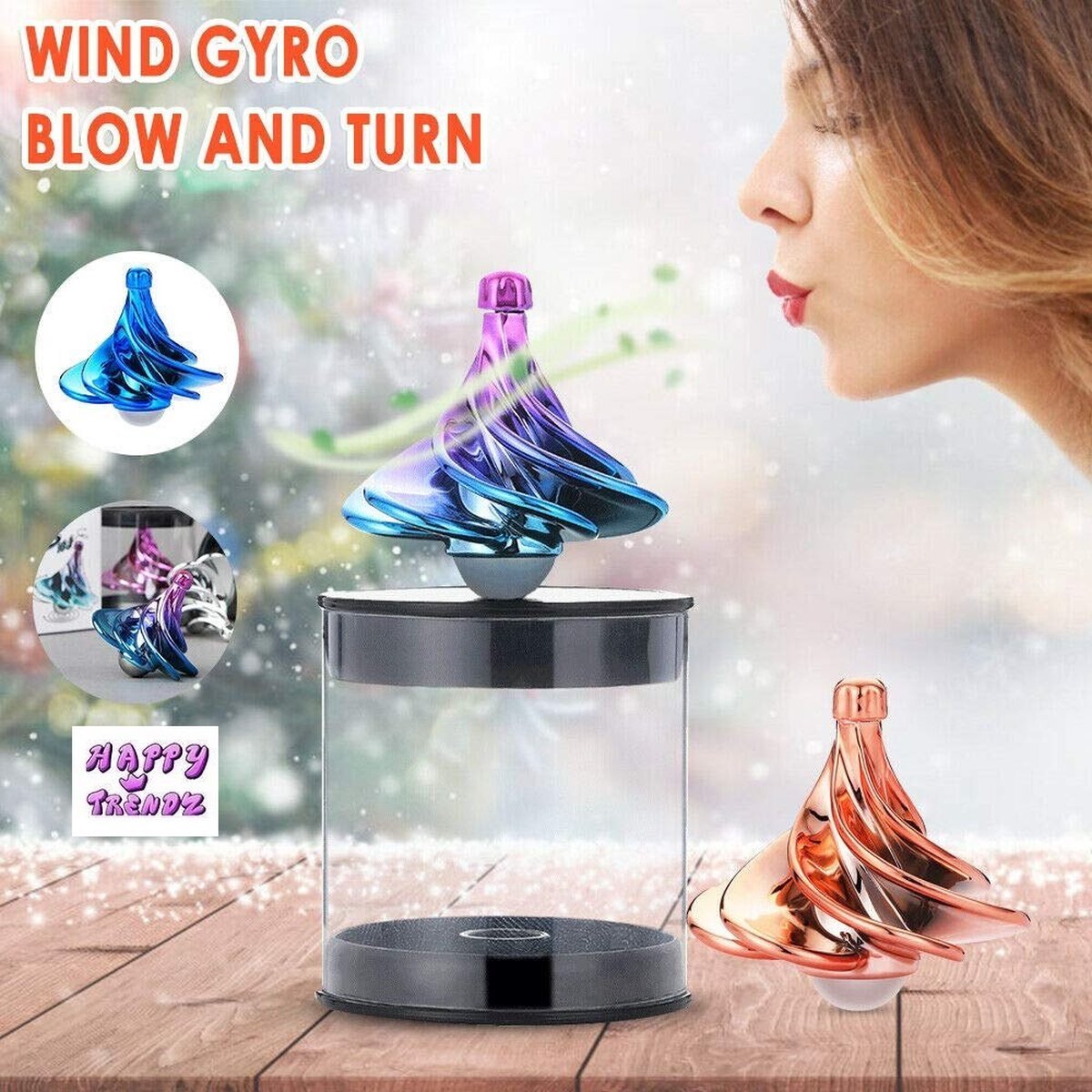 happy trendz Happy Trendz® Spinning Top 2022 Fidget / Ontvang Nu 2 Stuks Roze en Blauw / Nauwkeurige Tol, Wind Gyro, Luchtstroom Draaiende Gyro, Desktop Gyro, Wind Blow Turn Gyro Stress Relief Speelgoed voor Kinderen en Volwassenen | Uniek cadeau