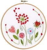 Vervaco PN-0171229 bloemen borduurverpakking met geborduurde frame, katoen, meerkleurig, ca. 20 x 20 cm/8" x 8"