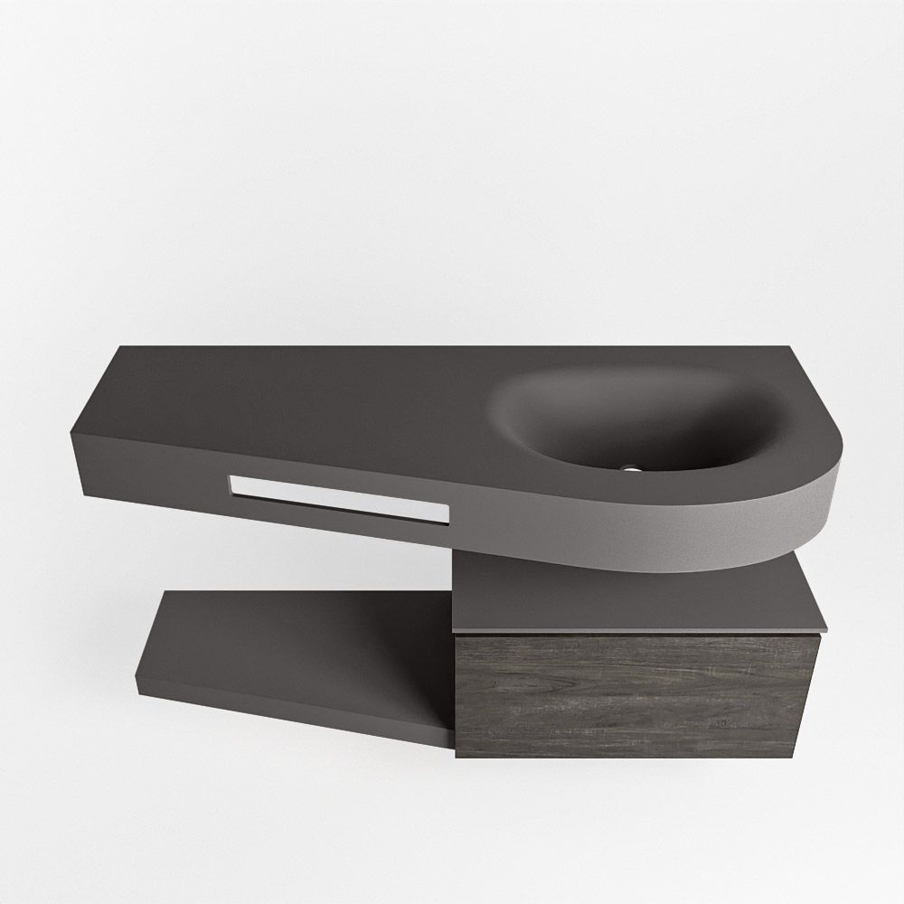 Mondiaz Riva Dulcet badkamermeubel rechts 120cm dark grey/brown