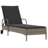 VidaXL Lounge Tuinstoel Gecapitonneerde zitting Polyrattan Staal Grijs