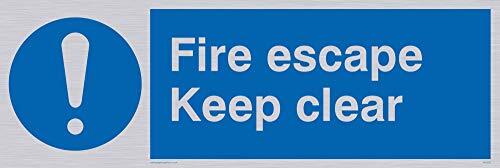 Viking Signs Viking Signs MA226-L31-S "Fire Escape Keep Clear" Sign, stijf zilver kunststof, 100 mm H x 300 mm W