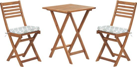 Beliani FIJI Bistroset voor 2 - Acaciahout - Lichtbruin/Groen