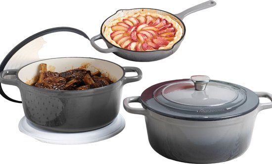 Masterpro Unique 7-delige kookgereiset - Kookpannenset - Wit - Gietijzer