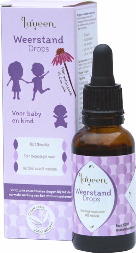 Weerstand Drops - voor babies en kinderen - met vitamine c, zink en echinacea - 100% natuurlijk en zonder toegevoegde suiker