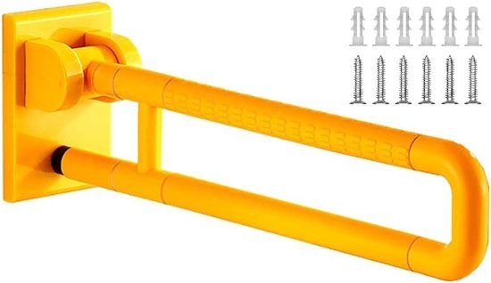 Achilles Opklapbare Toiletbeugel 60 CM - Geel - Veiligheidsgreep - RVS & PVC