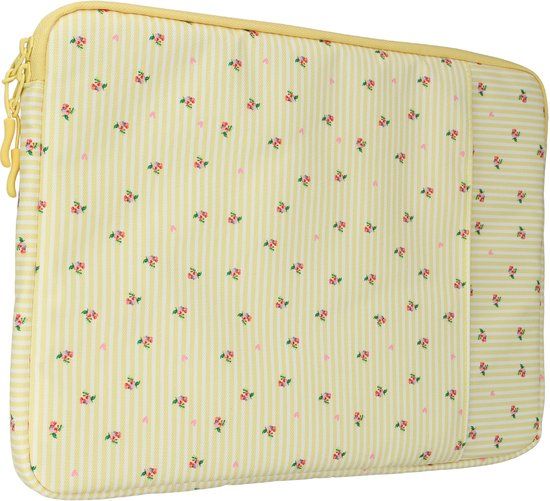 imoshion Design Laptop Sleeve met vak - Laptop Hoes geschikt voor 13 / 13.3 / 13.6 / 14 / 14.2 inch - Garden Stripes