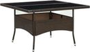 Table de jardin poly rotin et verre marron
