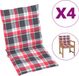 vidaXL Tuinstoelkussens 4 stuks 100x50x3 cm Oxford stof rood ruitpatroon