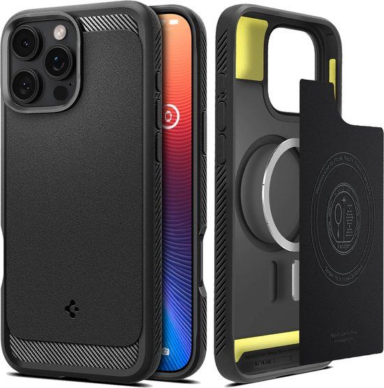 Spigen Rugged Armor MagFit - Hoesje Geschikt voor Apple iPhone 16 Pro Max - Back Cover Compatibel met MagSafe - Zwart