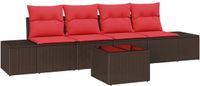 vidaXL Tuinbank - Set - 5 - st - Beige - en - Rood - poly - rattan