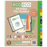 eco-eco A4 50% Gerecycleerde Set 12 Brede Index Bestandsverdelers