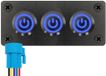 ProRide Interrupteur à bouton-poussoir en métal 12-24V OFF-(ON) - Panneau encastré triple - 19mm - IP67 - Indicateur LED Bleu