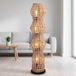 Licht-Erlebnisse Lampadaire En Métal Et Rotin 111 Cm Noir Naturel E27 4 Ampoules Rond Scandinave