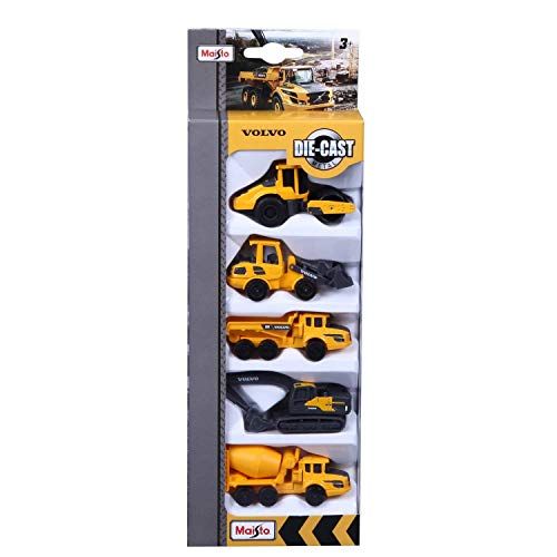 Maisto Maisto-1/72 Fresh metalen blister met 5 bouwplaatswagen Volvo auto, M12375, geel