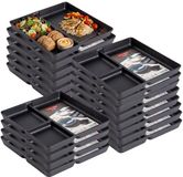 Plasticforte Assiettes à compartiments - 24 x 24 cm - 20 pièces - Noir - Assiette Gourmet - 3 compartiments - Plastique