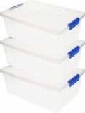 PLASTICFORTE Opbergbox met deksel - 8x - 9 liter - transparant - kunststof
