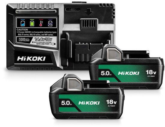 HiKOKI UC18YSL3WKZ 18V Li-ion Accu Starterset (2x 5,0Ah) + Lader