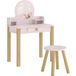 Table de maquillage en bois rose, coiffeuse avec miroir, tabouret, tiroir et étagère, pour filles de 3 à 6 ans