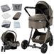 Poussette combinée 3-en-1 - Siège auto pour bébé - Châssis léger en aluminium - Pliable d'une main - Siège réversible - Convient jusqu'à 20 kg - Marron