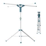 Relaxdays Droogrek, opvouwbaar, in hoogte verstelbaar, 80-200 cm, 4 stangen, camping, wasrek, paraplu, wit/blauw