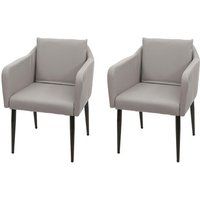 HWC-H93 Set van 2 eetkamerstoelen, keukenstoel fauteuil stoel ~ kunstleer taupe-grijs