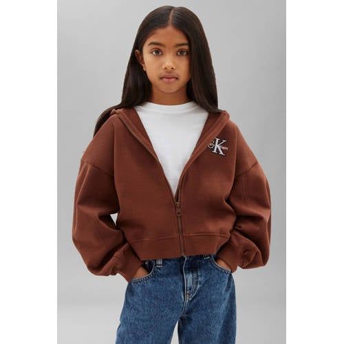 Calvin Klein sweatvest met logo - bruin
