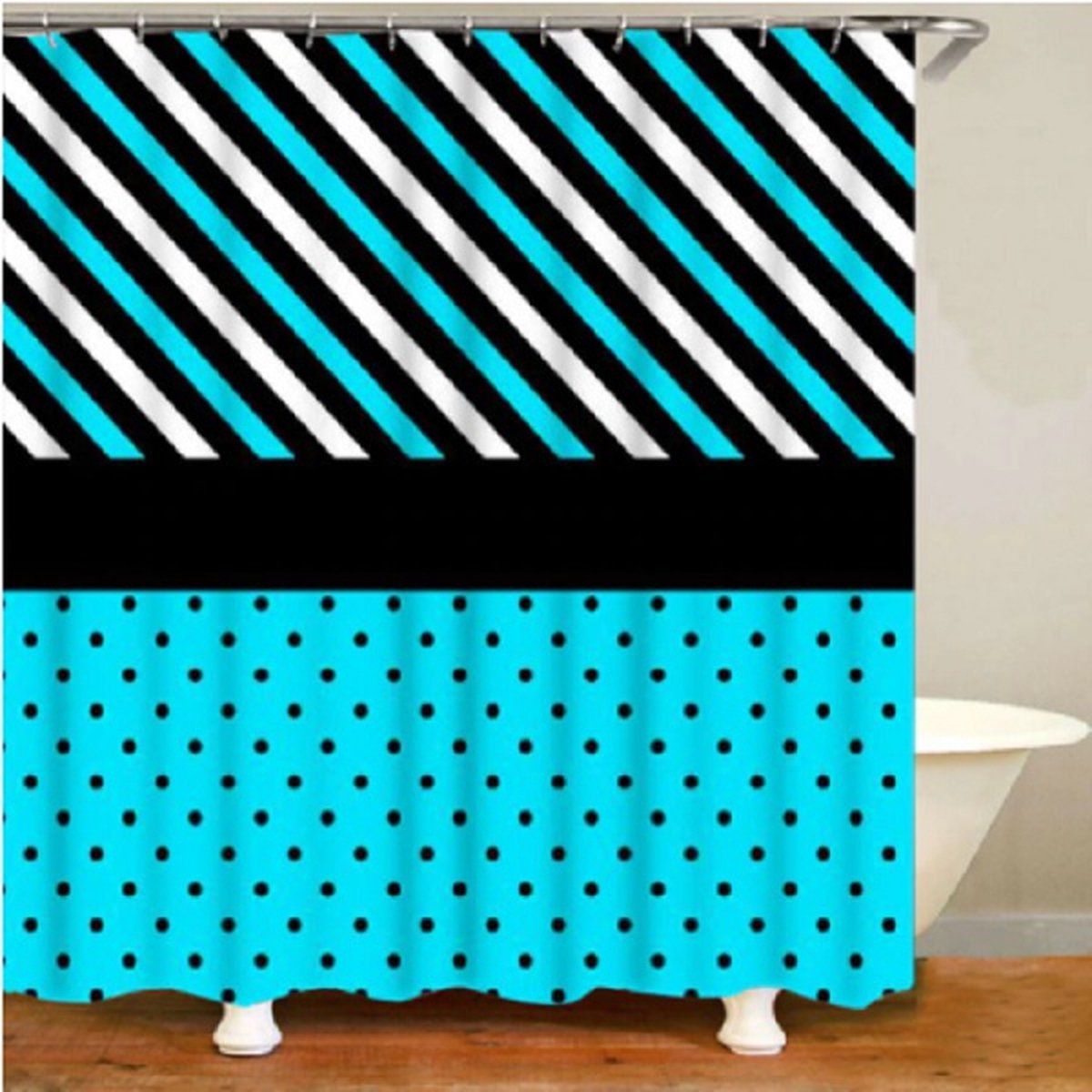 JUPITER Douchegordijn - 180x200cm - polyester - zwart/wit